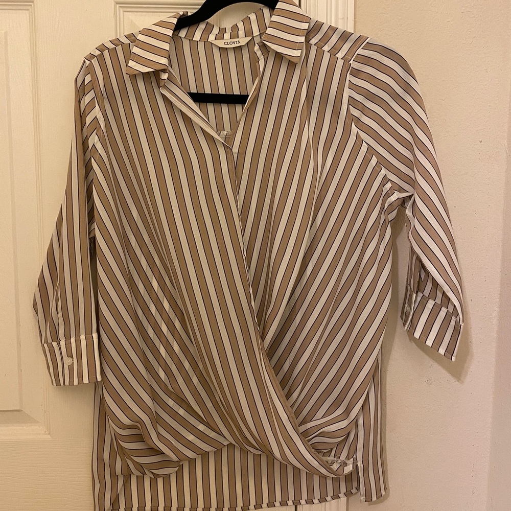Clovis Beige White Stripped Shirt